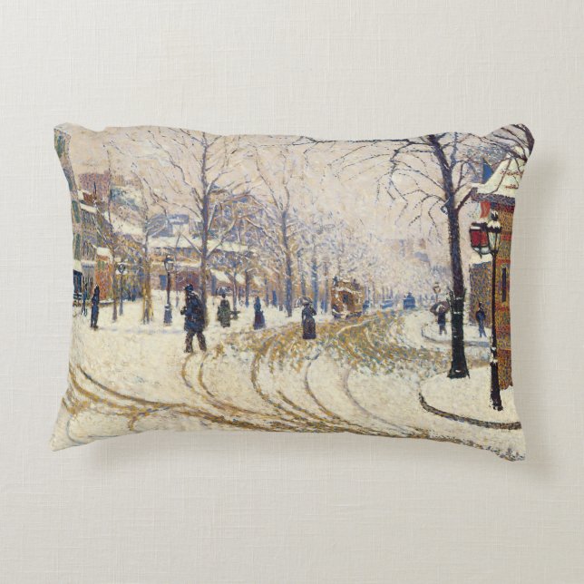 Snow, Boulevard de Clichy, Paris, Paul Signac Dekokissen (Rückseite)