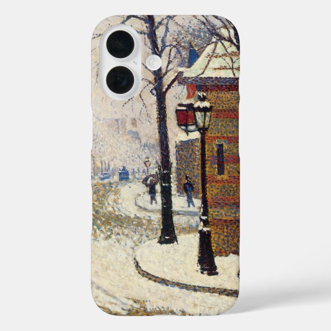Snow, Boulevard de Clichy, Paris, Paul Signac iPhone 16 Hülle (Rückseite)