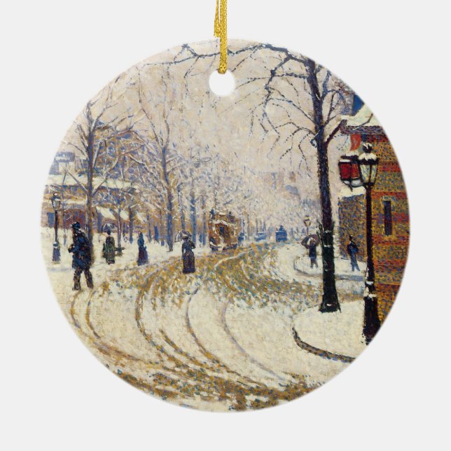 Snow, Boulevard de Clichy, Paris, Paul Signac Keramik Ornament (Hinten)