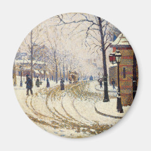 Snow, Boulevard de Clichy, Paris, Paul Signac Magnet