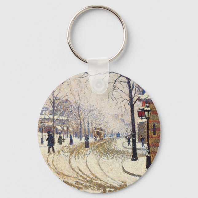 Snow, Boulevard de Clichy, Paris, Paul Signac Schlüsselanhänger (Vorderseite)