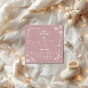 Snow Bow rosa Baby Geburtsstation NICU Krankenhaus Dankeskarte