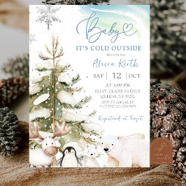 Snow Boy Winter Arktische Tiere Baby Shower Einladung