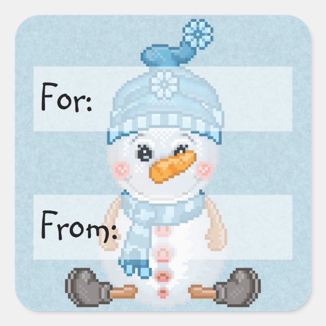 Snow Buddy Pixel Art Quadratischer Aufkleber (Vorderseite)