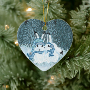 Snow Bunnies Keramik Ornament
