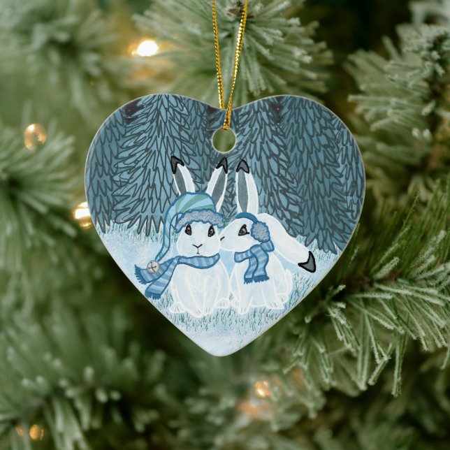 Snow Bunnies Keramik Ornament (Baum)