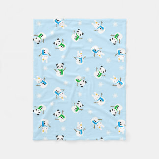 Snow Bunnies & Snow Pandas Fleecedecke