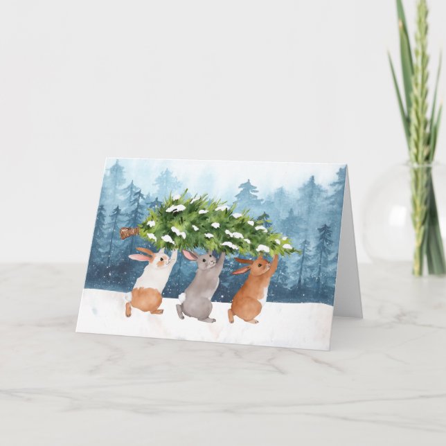 Snow Bunnies Weihnachten Karte (Vorderseite)