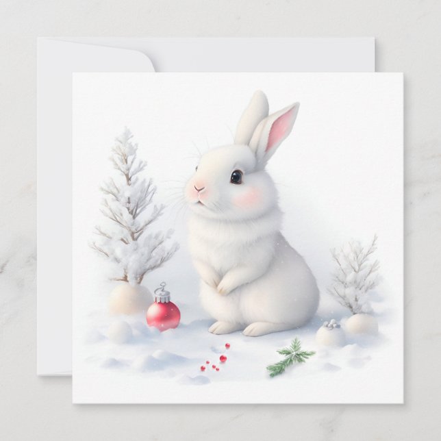 Snow Bunny Frohe Weihnachtskarte Feiertagskarte (Vorderseite)