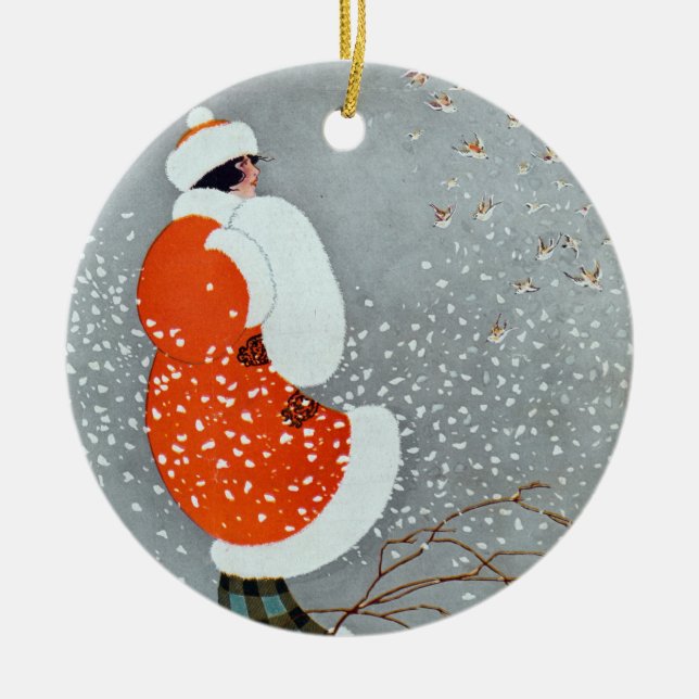 Snow Buntings - Will Hammell  Keramik Ornament (Vorne)