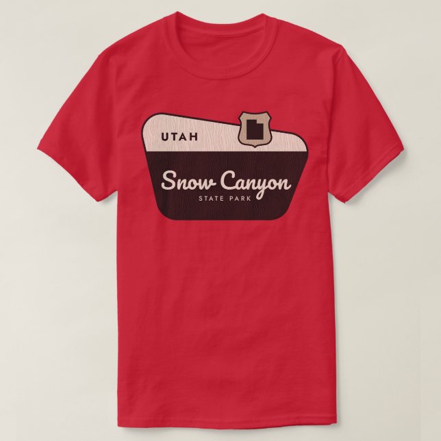 Snow Canyon Staat Park Utah Begrüßungszeichen T-Shirt (Design vorne)
