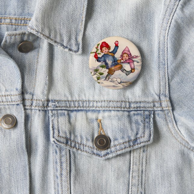Snow Children Christmas Button (Beispiel)
