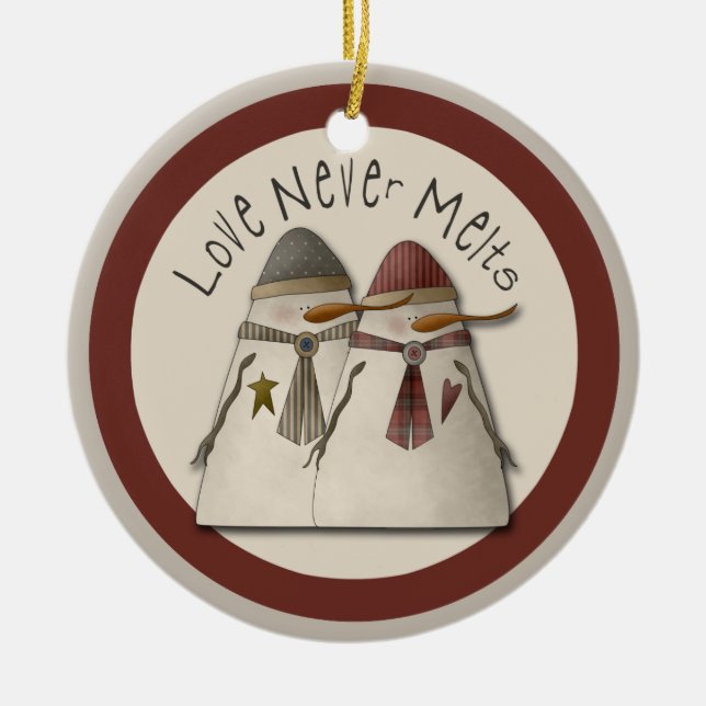 Snow Couple Keramik Ornament (Vorne)