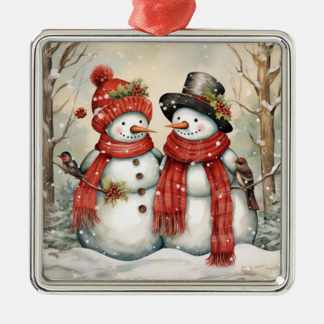 Snow Couple Ornament Aus Metall (Vorne)