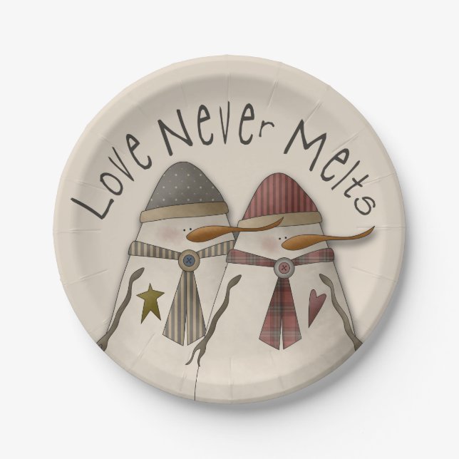 Snow Couple Pappteller (Vorderseite)