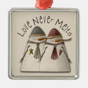 Snow Couple Silbernes Ornament