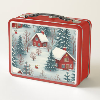 Snow-Covered Countryside Village Lunch Box