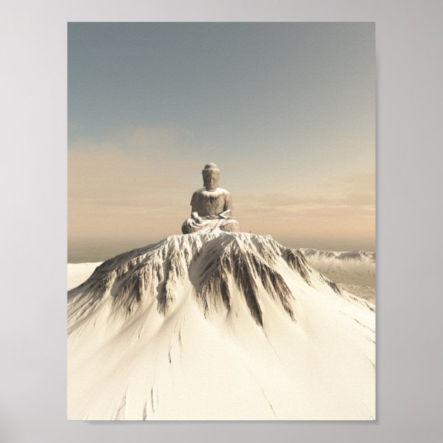 Snow Covered Mountain Buddha Poster (Vorne)