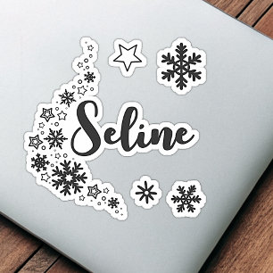 Snow Crystals Stars Individuelle Name Niedlich Gra Aufkleber