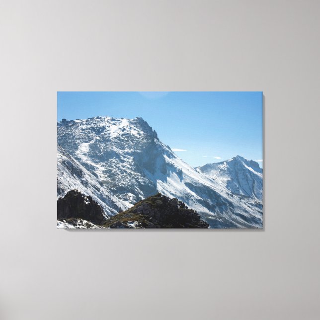 Snow Davos Schweiz Ferienkarte Leinwanddruck (Vorderseite)