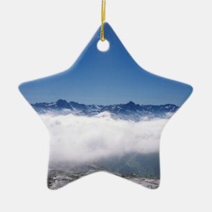 Snow Davos Switzerland Holiday Card Poster Foto B Keramik Ornament