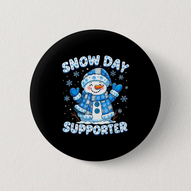 Snow Day Suprter Cute Snowman Snowflake Christmas  Button (Vorderseite)