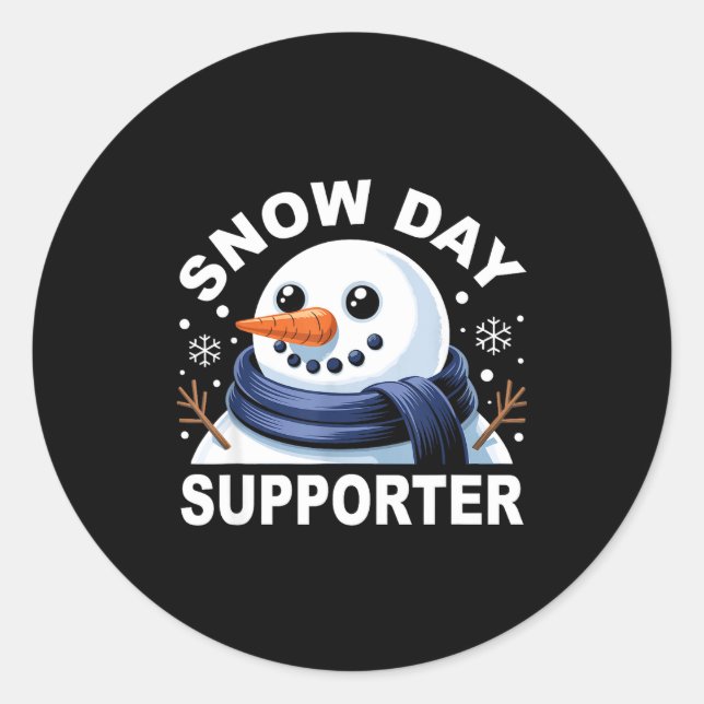 Snow Day Suprter Fun Snowman Design For Winter Lov Runder Aufkleber (Vorderseite)