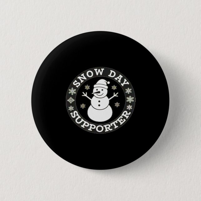 Snow Day Suprter Fun Winter Snowflake Teacher Stud Button (Vorderseite)
