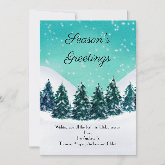 Snow Evergreen Trees Holiday Season's Greetings (Vorderseite)