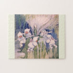 Snow Faeries Making Snow<br><div class="desc">vintage fairylands painting of snow fairies making snow dressed in white fluffy hooded coats, pretty pink wings and fur lined trousers working and pushing snow covers sticks around a snow mill to churn and make snow. vintage illustrative watercolor fairyland painting of fairies on top of a mountain manufacturing snow by...</div>