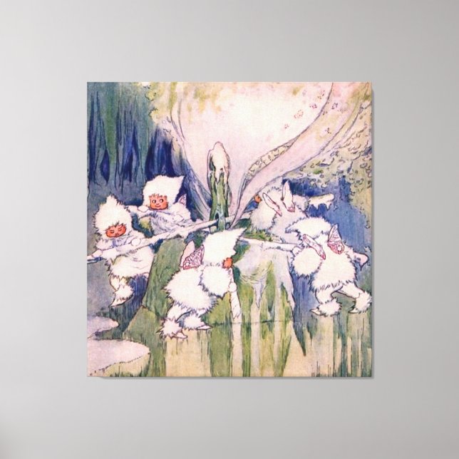 Snow Faeries Making Snow Leinwanddruck (Vorderseite)