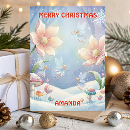 Snow Fairy Christmas Garden Kids Card Feiertagskarte