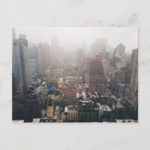 Snow Fall NYC Wolkenkratzer Vintag Style Foto Postkarte