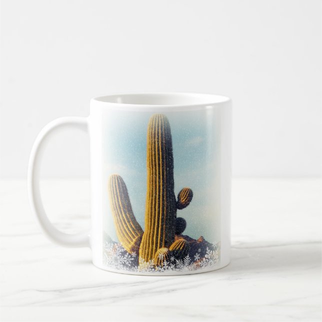 Snow Falling auf Saguaro Kaffeetasse (Links)