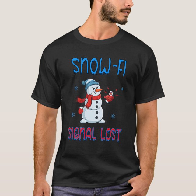 Snow-Fi Signal Lost Funny Winter T-Shirt (Vorderseite)