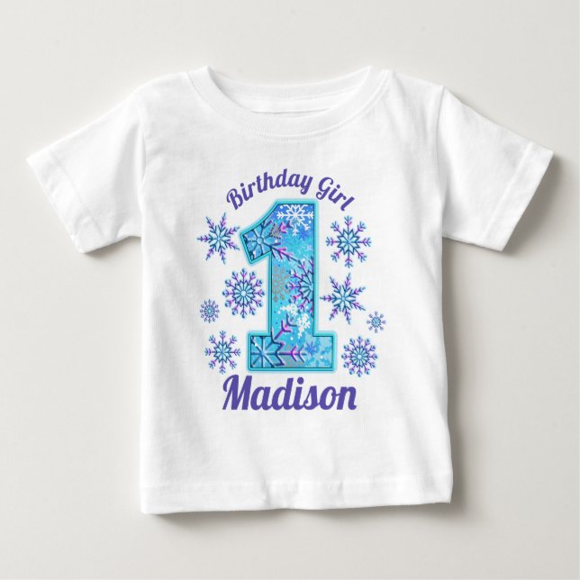 Snow First Birthday gefroren Baby T-shirt (Vorderseite)