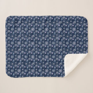 Snow Flake Blue Weihnachtsdecke Sherpadecke
