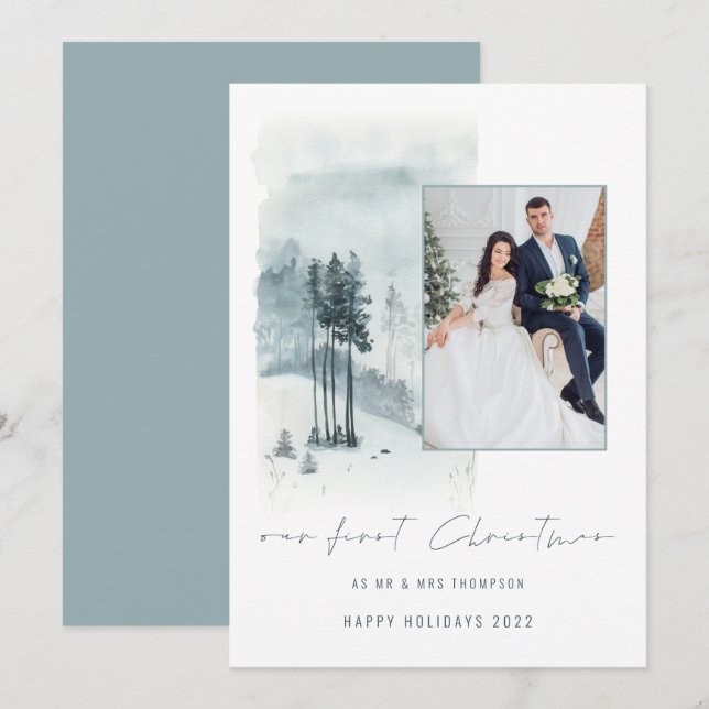 Snow Forest Wedding Foto 1. Verheiratete Weihnacht (Vorne/Hinten)