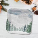 Snow Forest Winter Wonderland Baby Dusche Party Pappteller<br><div class="desc">Snow Forest Winter Wonderland Baby Dusche Party Teller</div>