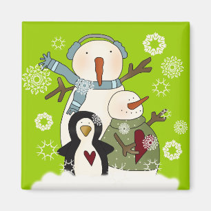 Snow Friends Holiday Snowman und Pinguin Magnet