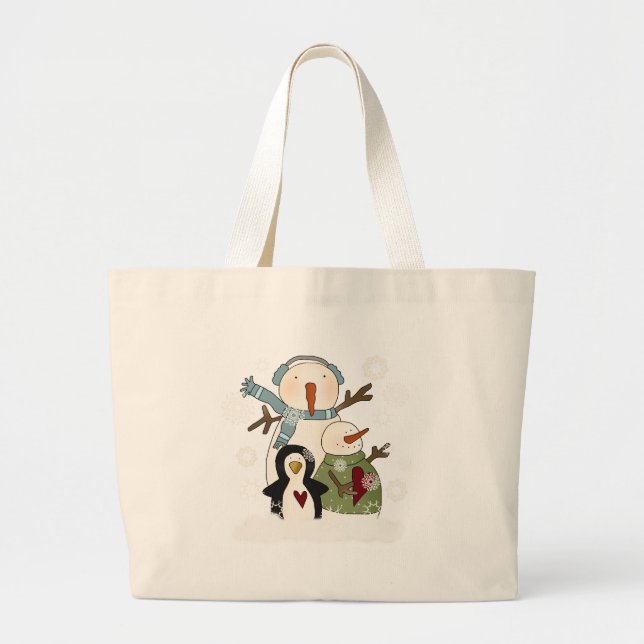 Snow Friends T - Shirt und Geschenke Jumbo Stoffbeutel (Vorne)