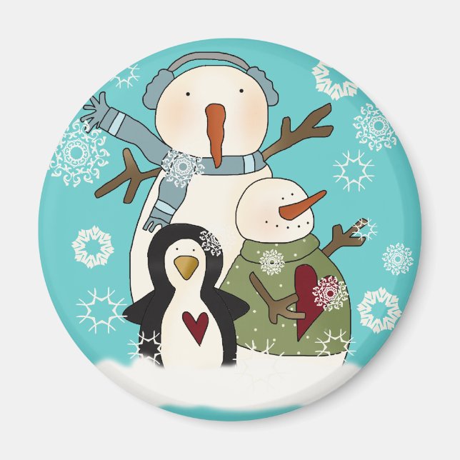 Snow Friends T - Shirt und Geschenke Magnet (Vorne)