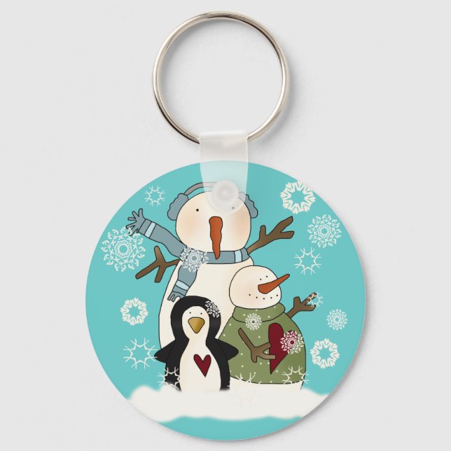 Snow Friends T - Shirt und Geschenke Schlüsselanhänger (Vorderseite)