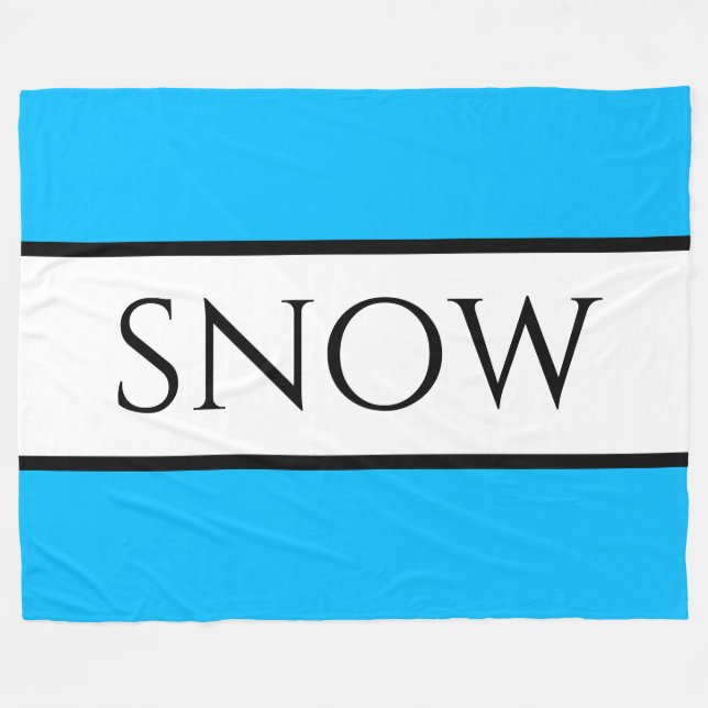 SNOW Fun Wide Bold Bright Sky Blue White Stripes Fleecedecke (Vorderseite (Horizontal))