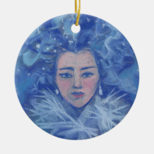 Snow Girl, Winterfantasiekunst, Weihnachten Keramik Ornament