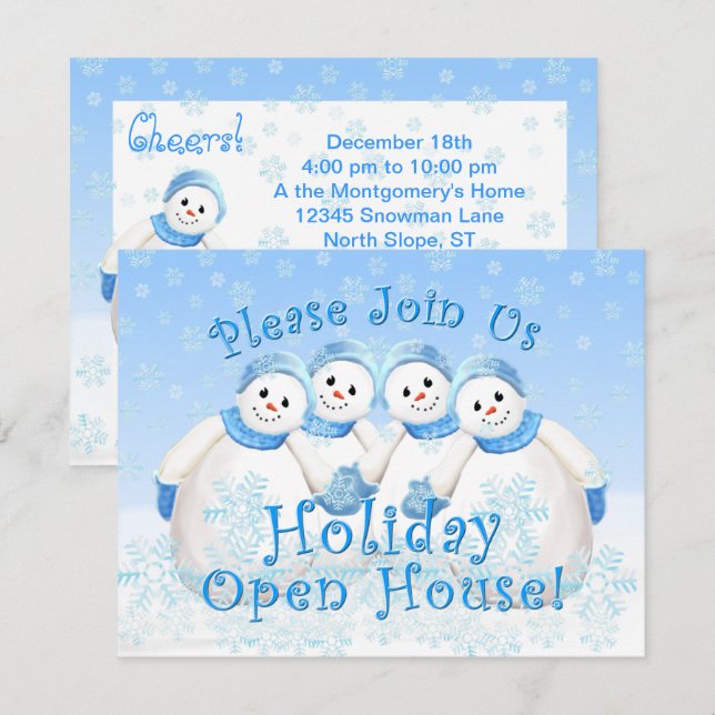 Snow Girls Holiday Open House Einladungen (Vorne/Hinten)