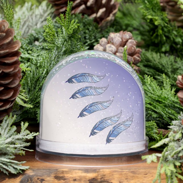 Snow Globe - Blauer Federn Floating Schneekugeln (Winter)