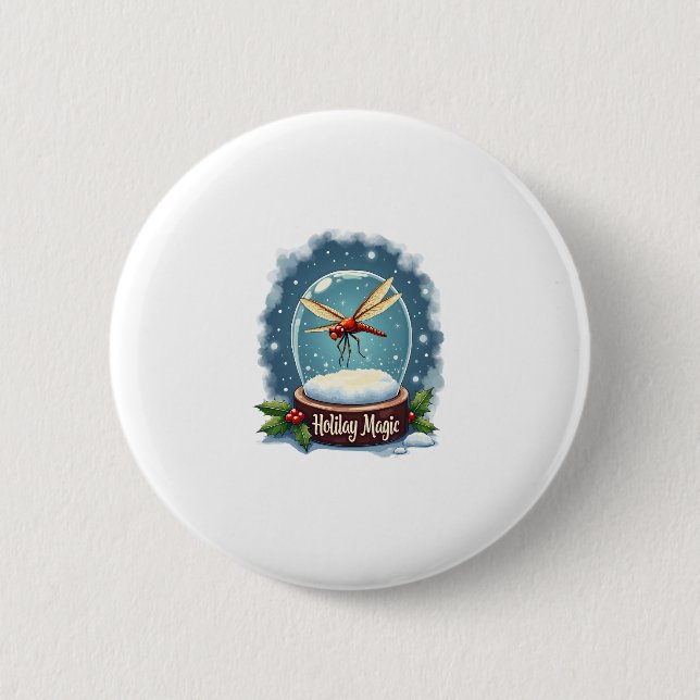 Snow Globe Dragonfly Button (Vorderseite)
