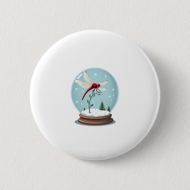 Snow Globe Dragonfly Button (Vorderseite)