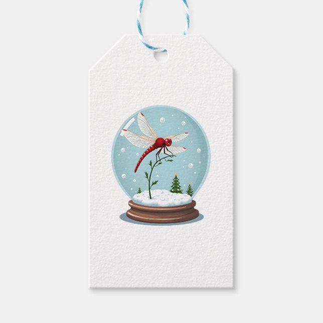 Snow Globe Dragonfly Geschenkanhänger (Vorderseite)